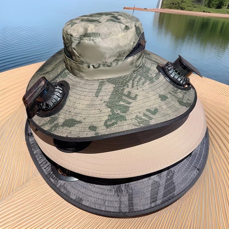 Solar Fan Hat for Men, Outdoor Fishing Camping Hat, USB Charging, Strong Wind, Summer Quick-Dry Sun Hat