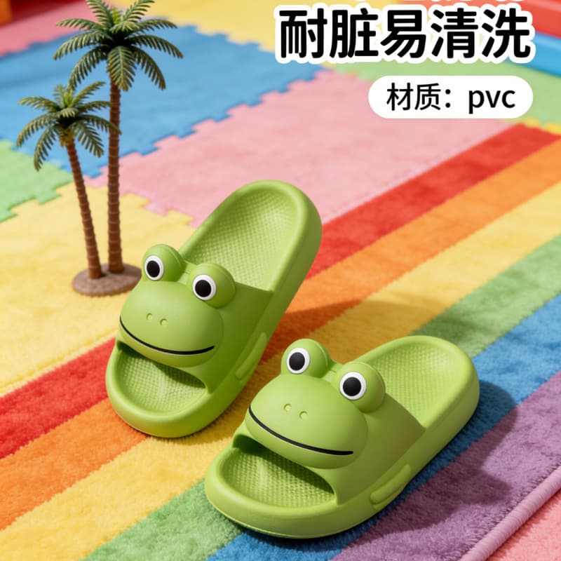 Frog-Shaped Children's Slippers, Cute 2026 New Model, Boys and Girls Summer Home Non-Slip Bathroom Parent-Child Slippers