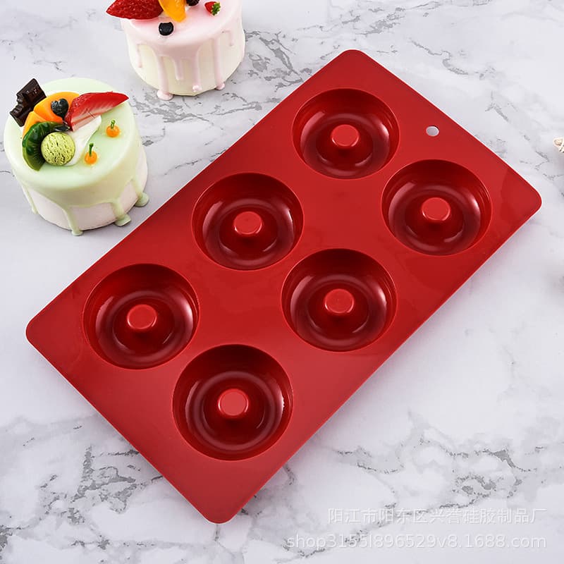 6-Hole Donut Mold for Microwave and Oven, Cake Mold, Jelly Mold, Hollow Round Mold, Pudding Mold