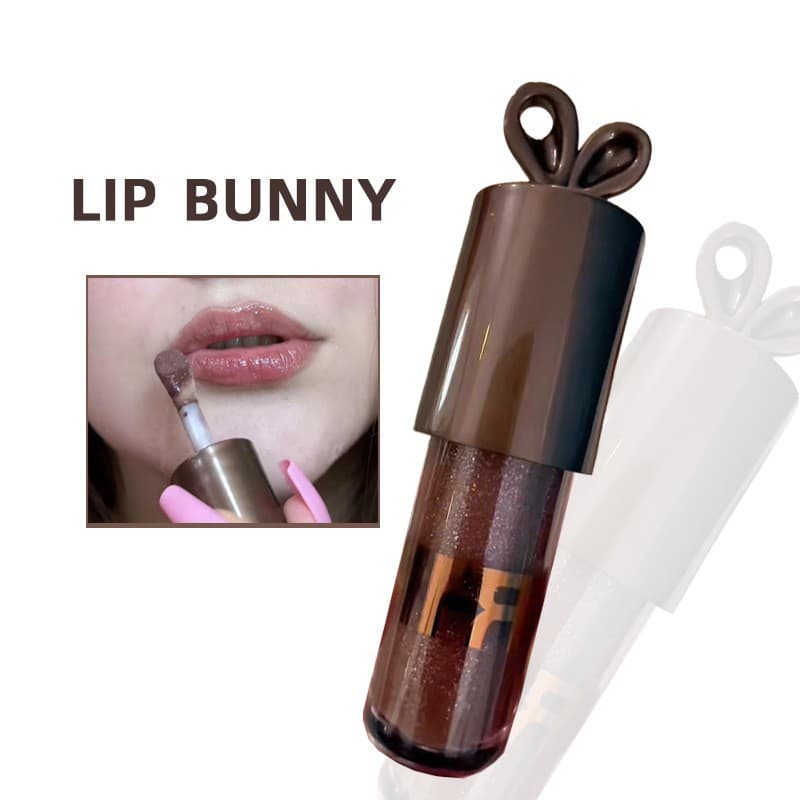 Brazilian Hit LipBunny Black Tube Lip Gloss - Shimmering Chocolate Lip Lacquer for Cross-border Cosmetics