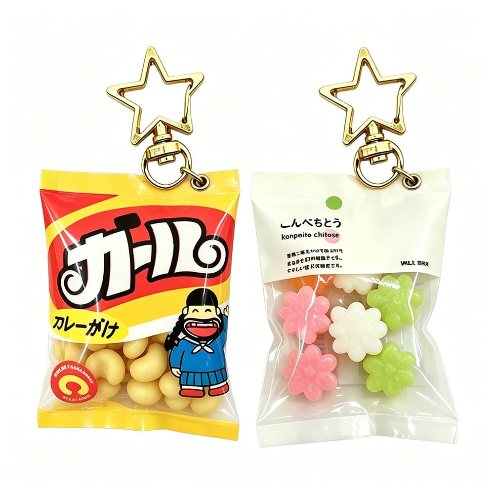 Simulation Unbranded Konpeito Keychain Meiji Karl Mini Puff Pendant Claw Machine Gacha Capsule Toy Contents