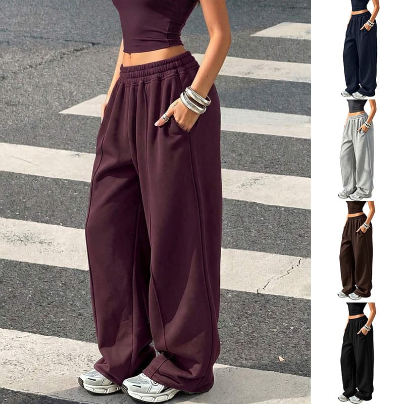 Cross-border Europe/US Amazon Casual Wide-Leg Sweatpants Sports Fitness Jogging Autumn Women's High-Waist Loose Long Pants