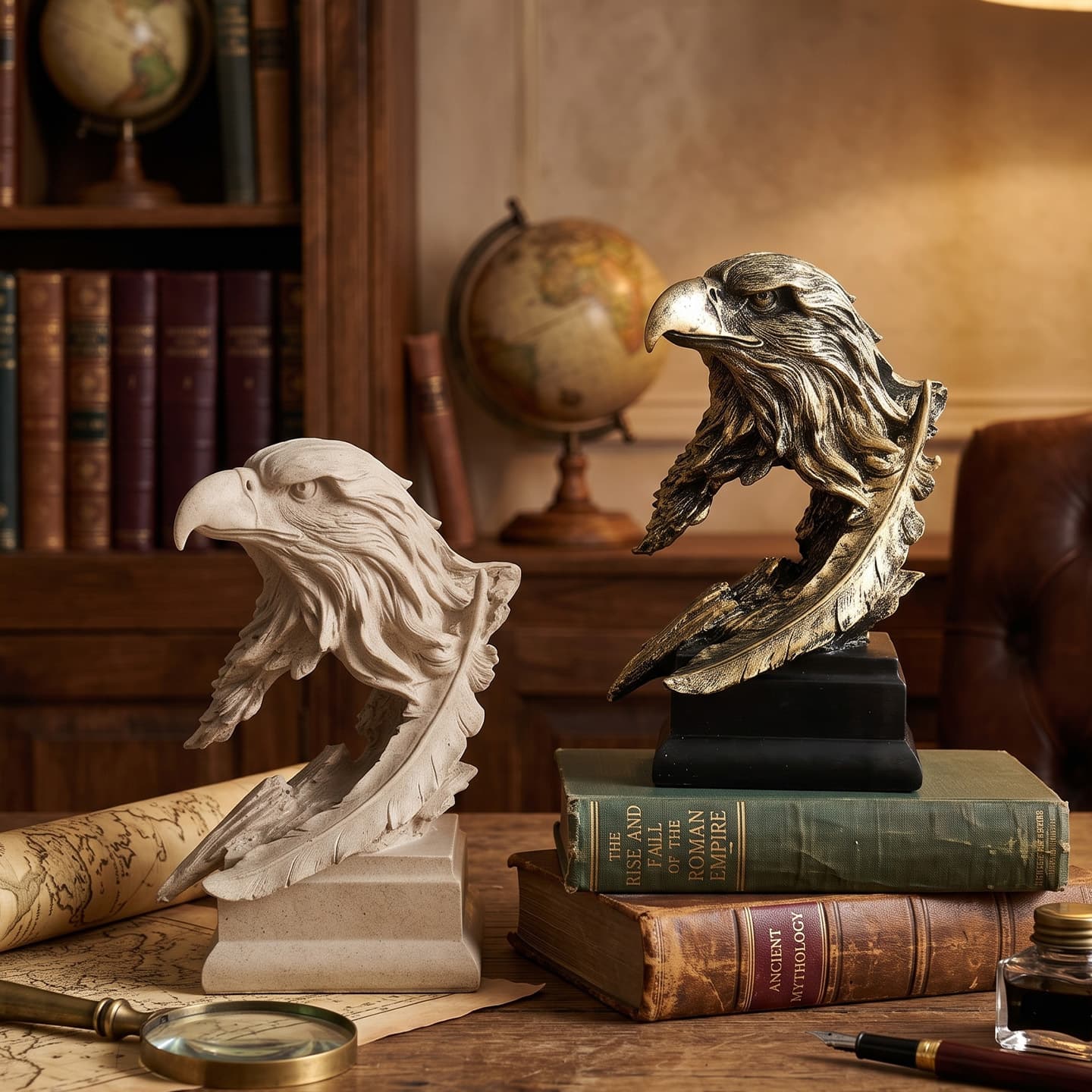 Nordic Light Resin Craft Eagle Animal Statue Figurine Decor for Living Room, Bar, Entryway, Study, Office Desk