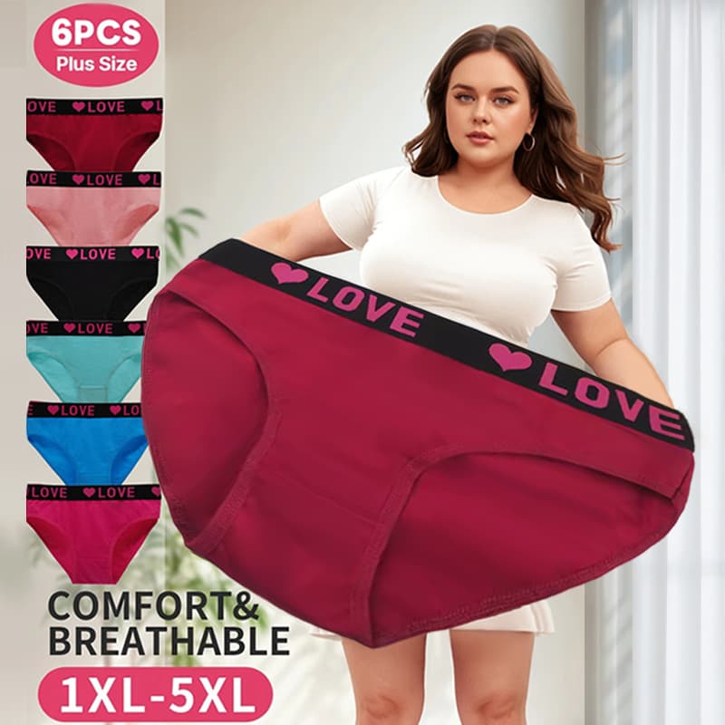 European and American cross-border heart pattern pure cotton panties women soft comfortable young women large size mid-low waist panties fashionable sport
