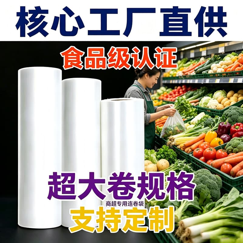 Transparent Household Food Storage Bags, Perforated Tear-Off Roll Bags, Supermarket Food Bags, Small and Large Sizes, Thickened, Wholesale