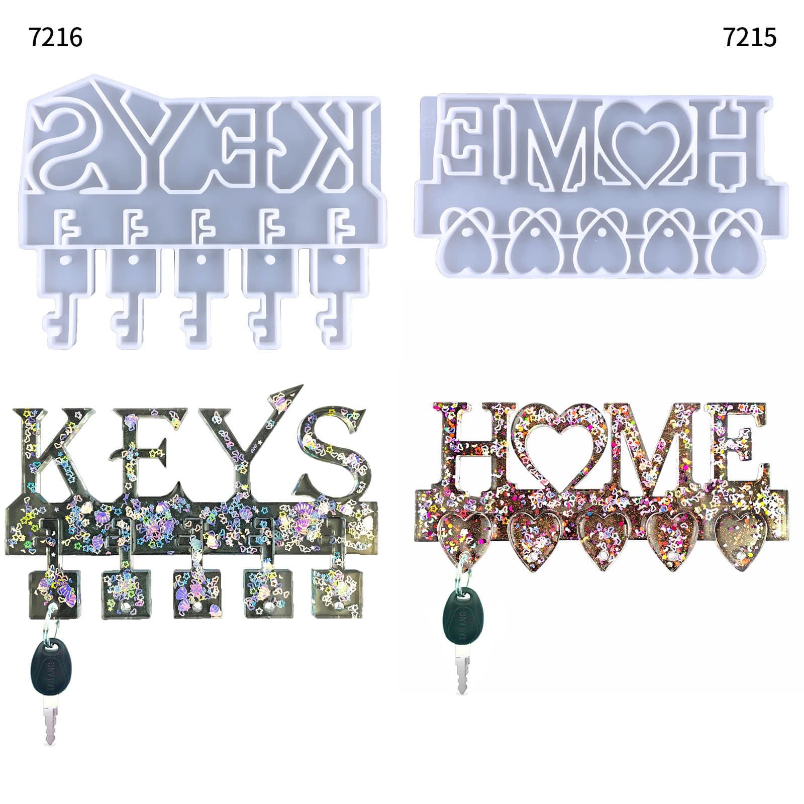 HOMEKey wall hanging crystal silicone moldKEY key pendant keychain silicone mold