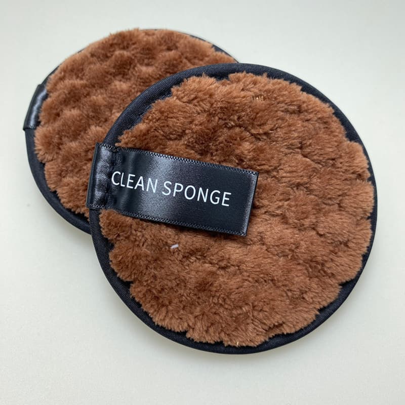 Round Double-Sided Velvet Facial Cleansing Sponge for Export, Reusable and Washable Makeup Remover and Face Cleanser, Lazy Face Washing Sponge