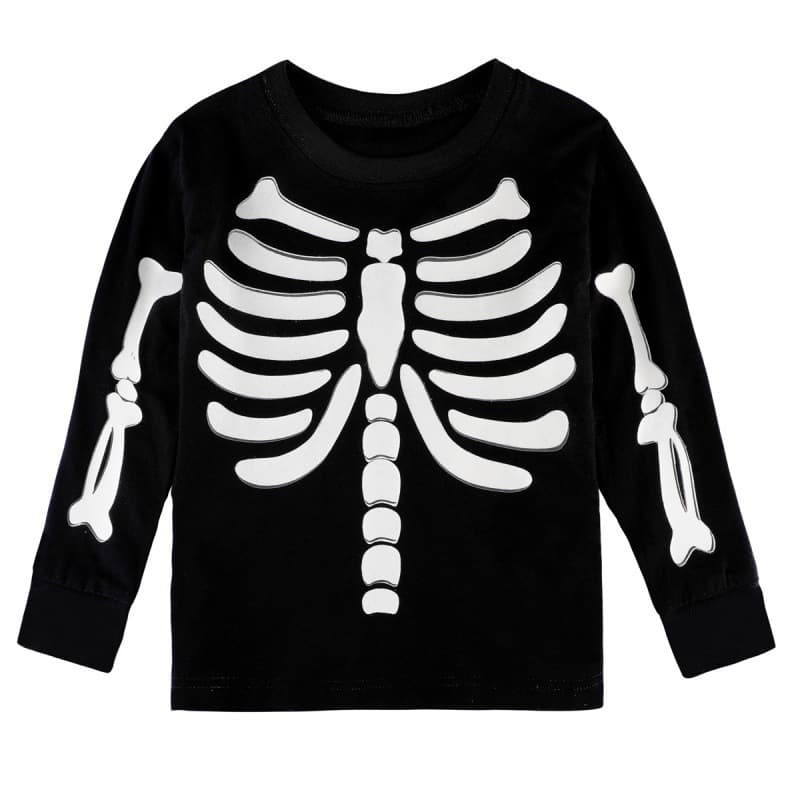 H 671 Boys Halloween Costume Kids Pumpkin Skeleton Funny