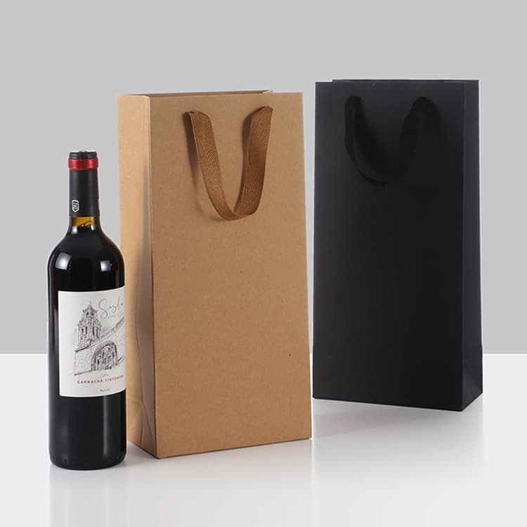 Thickened Fashionable Paper Wine Bags Single Double Bottle Gift Handbags Packaging Bags Kraft Paper Black