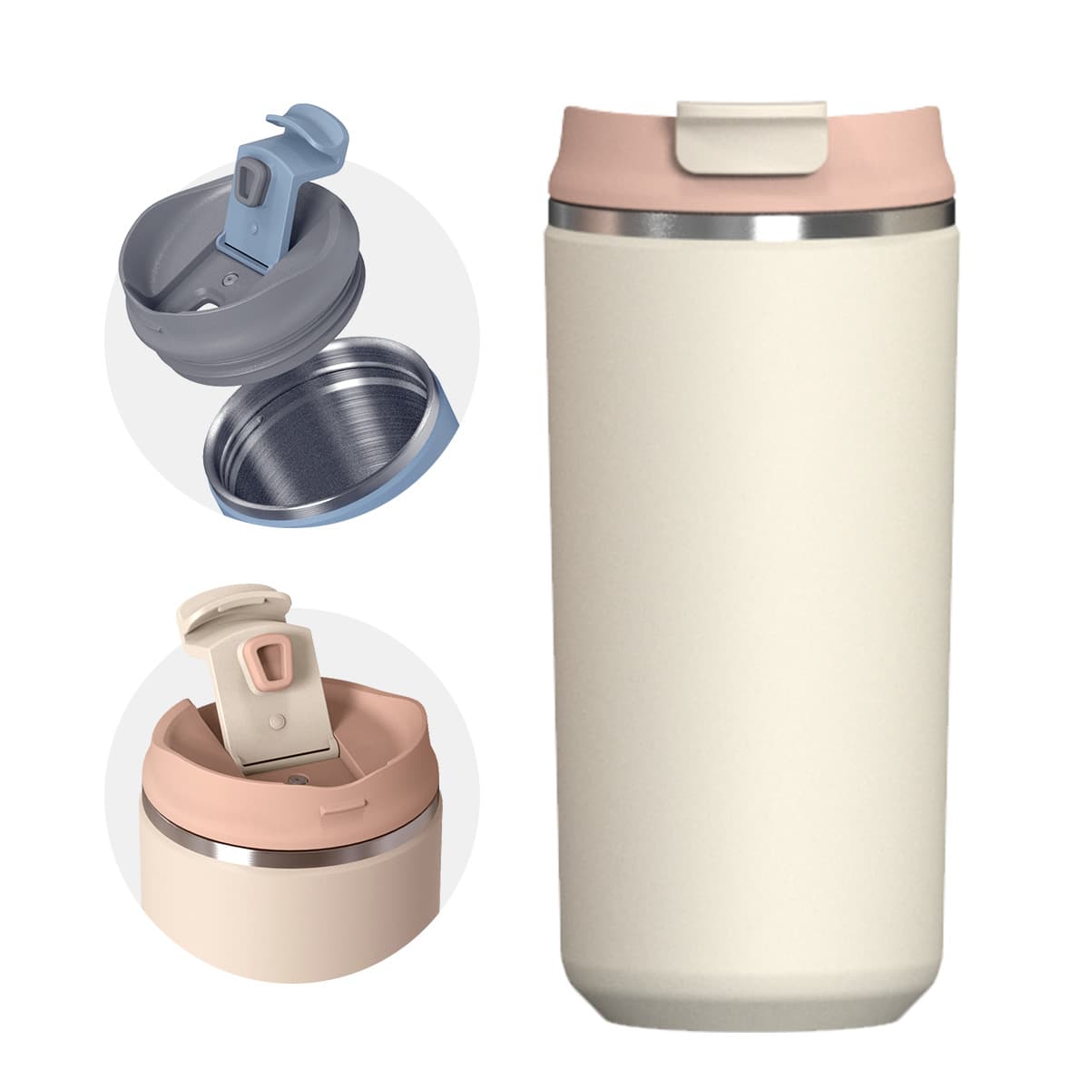 New Cross-Border Minimalist 304 Stainless Steel Insulated Coffee Cup 12oz 350ml Straight Body Flip Lid Direct Drink Thermos