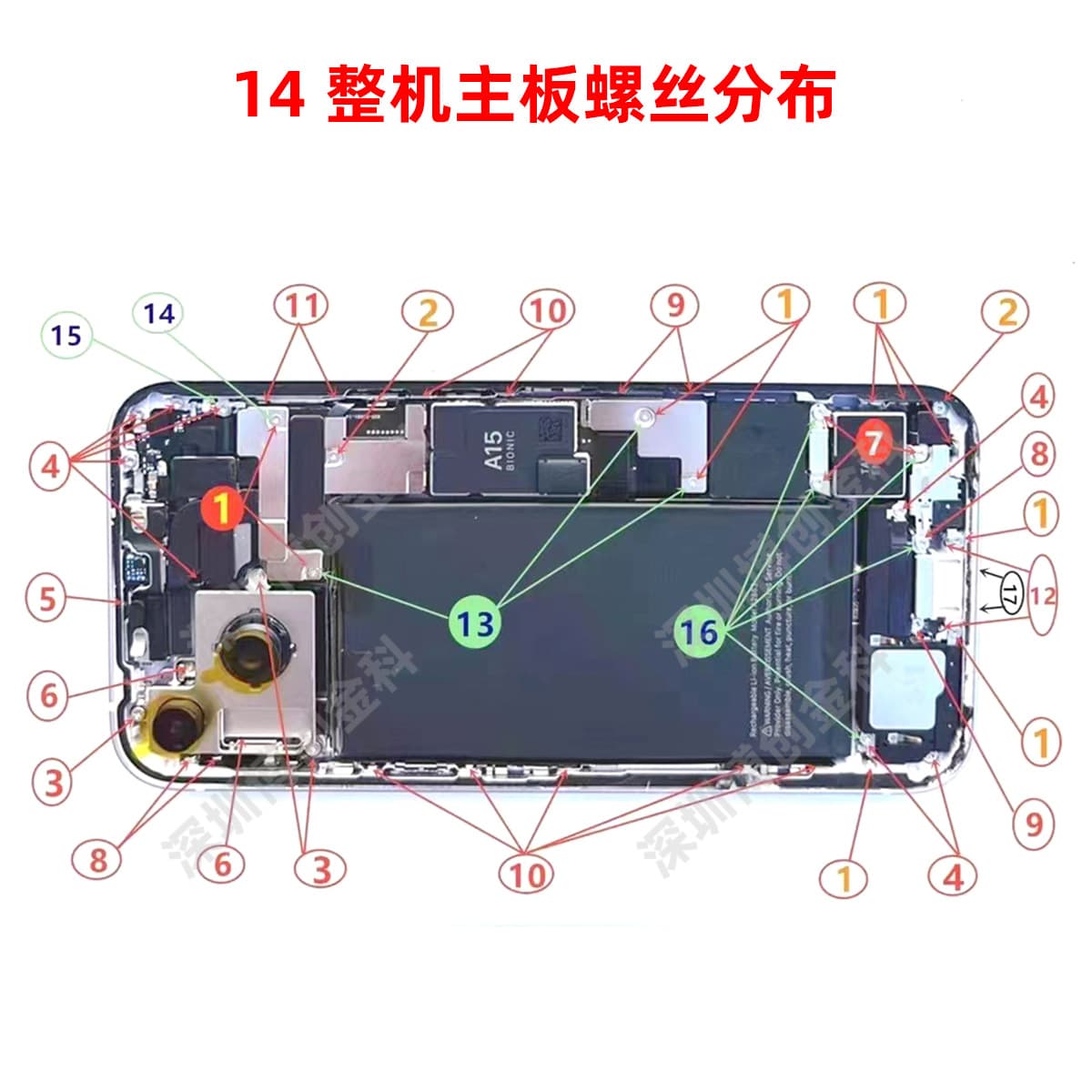 Full body screws for phone chassis, motherboard ultra screws, includes 0.6Y and 1.5 Phillips screws, compatible with iPhone 14