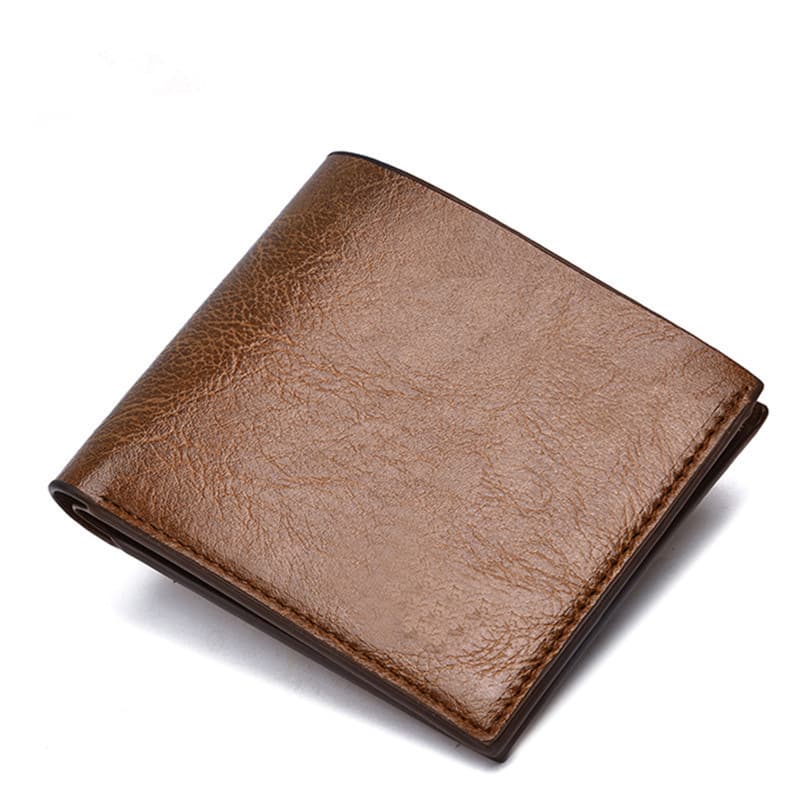 New short men's wallet, soft leather, thin style, suitable for college students and fathers.
