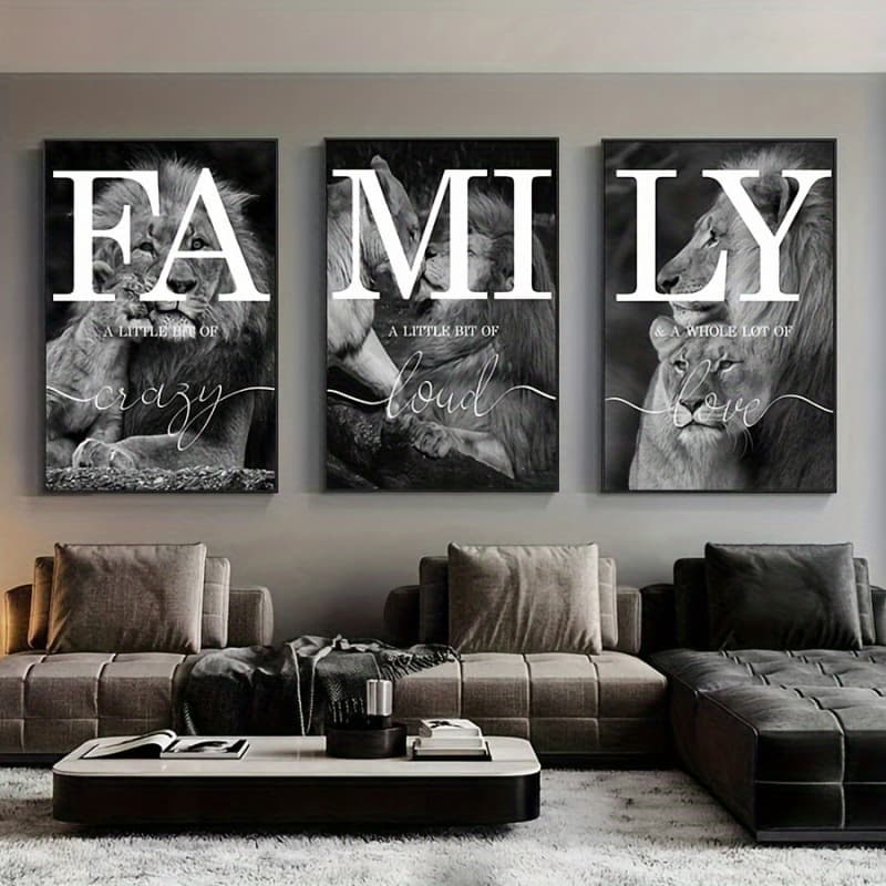2026 New Cross-border Drop Shipping Black Lion Family Quote Canvas Painting Home Cross-border