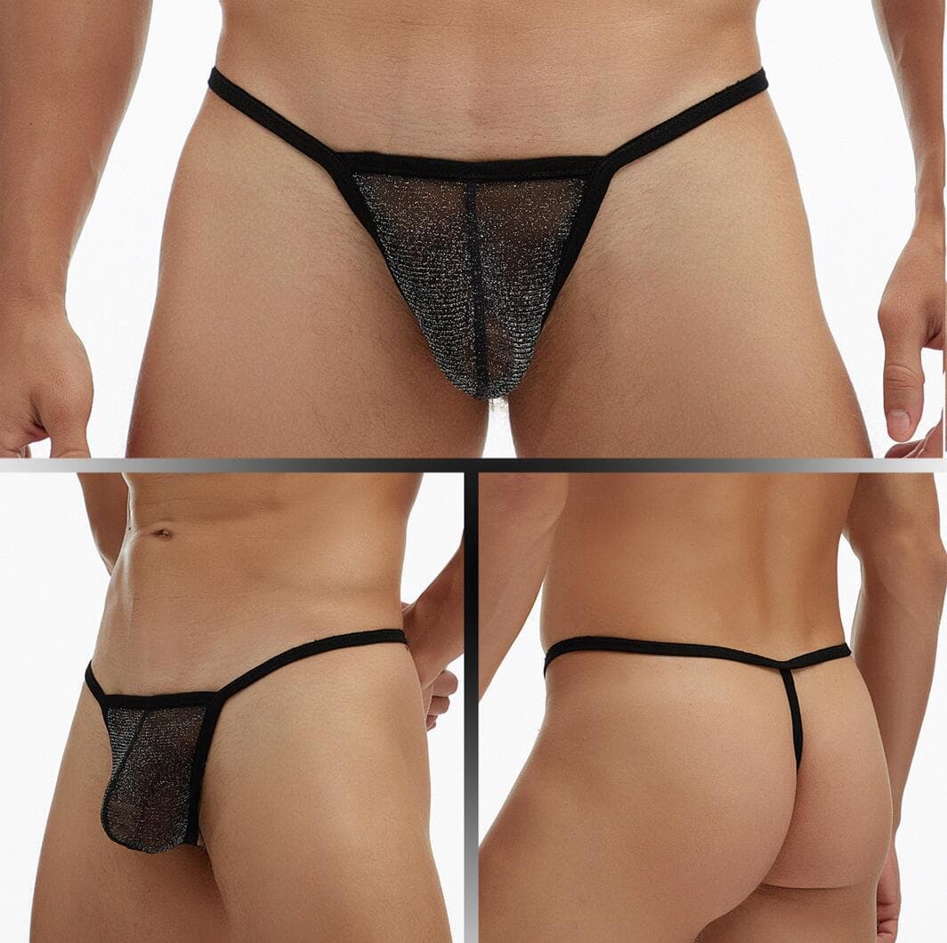 European and American export GAY men's underwear, sheer fine mesh pouch, low-rise single thong T-back, large size E080
