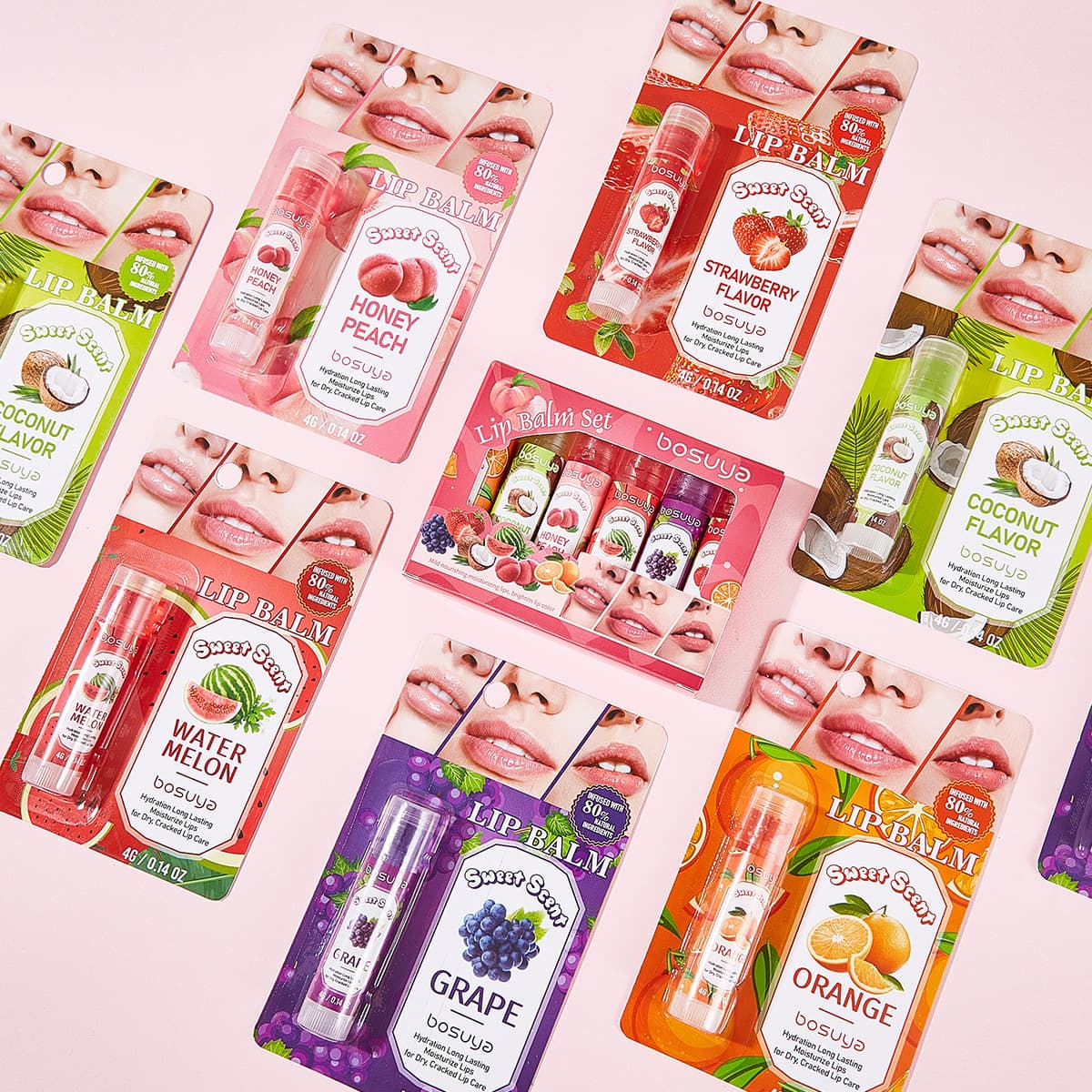 [Foreign Trade] Fruit-Flavored Lip Balm Lip Care Moisturizing Lip Balm Lip Oil Lip Gloss Gift Set