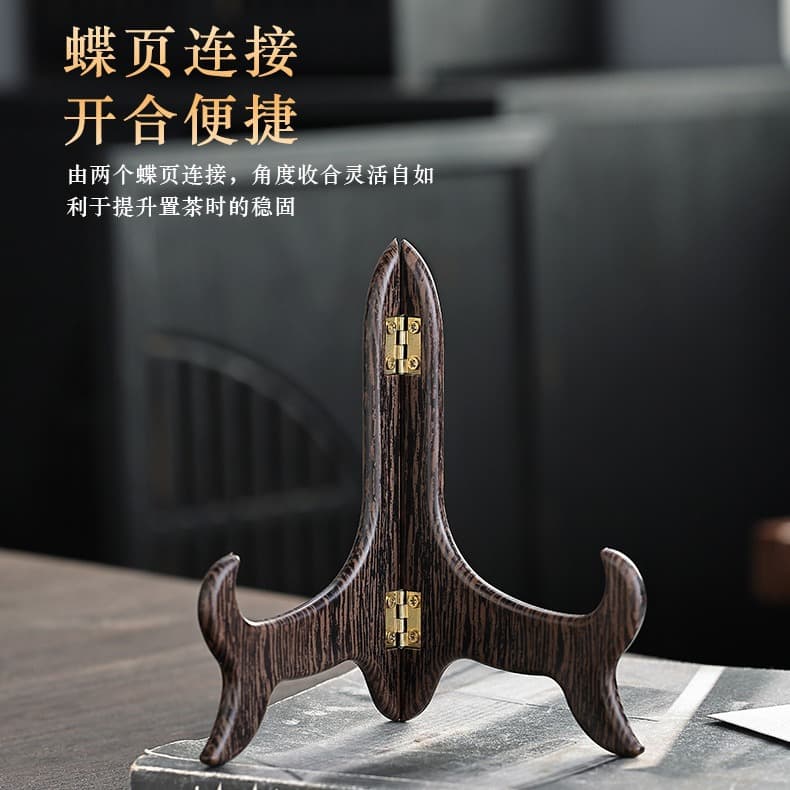 Pu'er Tea Rack Faux Wood Tea Cake Holder Seven-Cake Display Rack White Tea Porcelain Plate Round Tray Craft Stand Display Shelf
