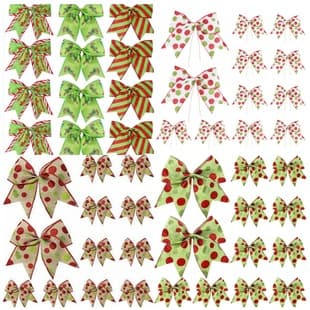 Christmas Polka Dot Bow Decorations, European-American Style Bows, Christmas Accessories, Gift Box Decorations, Tree and Wreath Ornaments