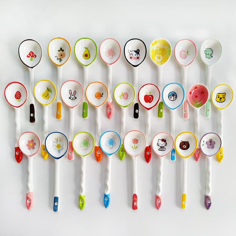 Wholesale Ceramic Spoons, Ins Style High Appearance Long Handle Soup Spoons, Cute Fairy Spoons, Dessert Spoons, Household Spoons
