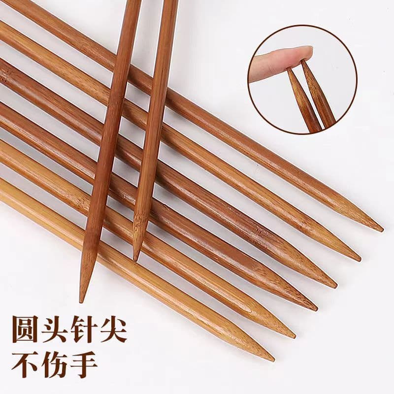 Bamboo Knitting Needles 40cm Carbonized Short Circular Needles Straight Needles for Sweater Yarn Scarf Hat Knitting Tools
