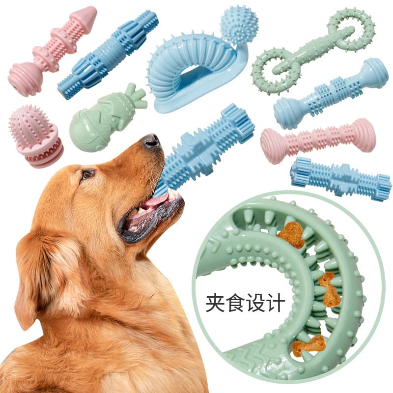 Pet chew toy for boredom relief and self-entertainment, teeth grinding, dental cleaning, treat-dispensing toy