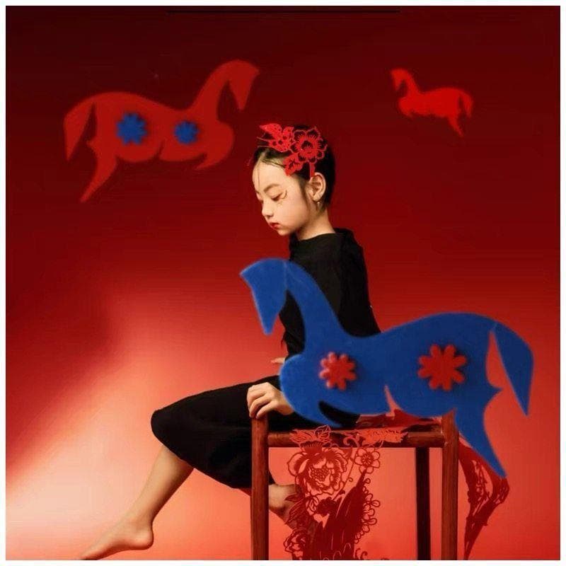 2026 New Year of the Horse baby photo art photo studio children's portrait background photo props horse pattern