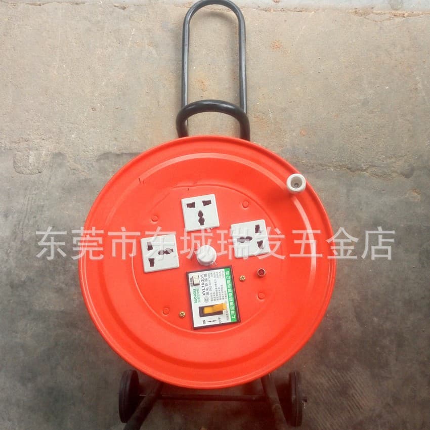 With leakage current socket, mobile cable reel, empty reel, cable reel, cable take-up device, distribution panel