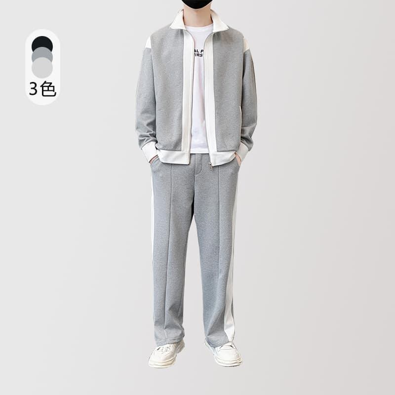 Men's Spring Fashion Long-Sleeved Sweatshirt Set with Pants, Comfortable Jacket Set, Casual Outerwear