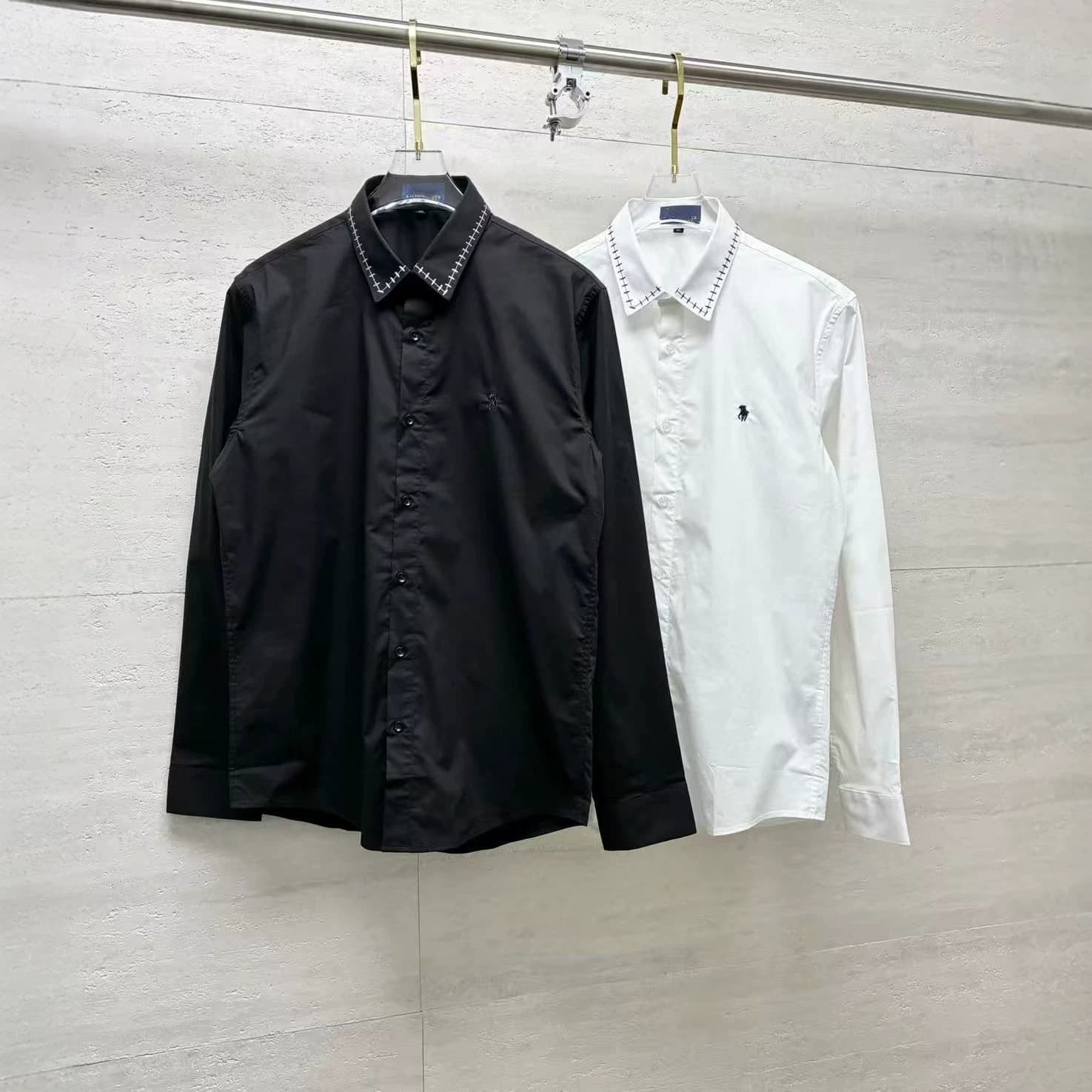 Cross-border European station old money style high-quality RL Raff logo embroidered long-sleeved shirts fashionable temperament couples men and women