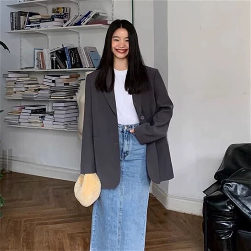 Chic Gray Blazer for Petite Women 2026 Spring/Fall New Arrival High-End Design Sense Casual Suit Jacket