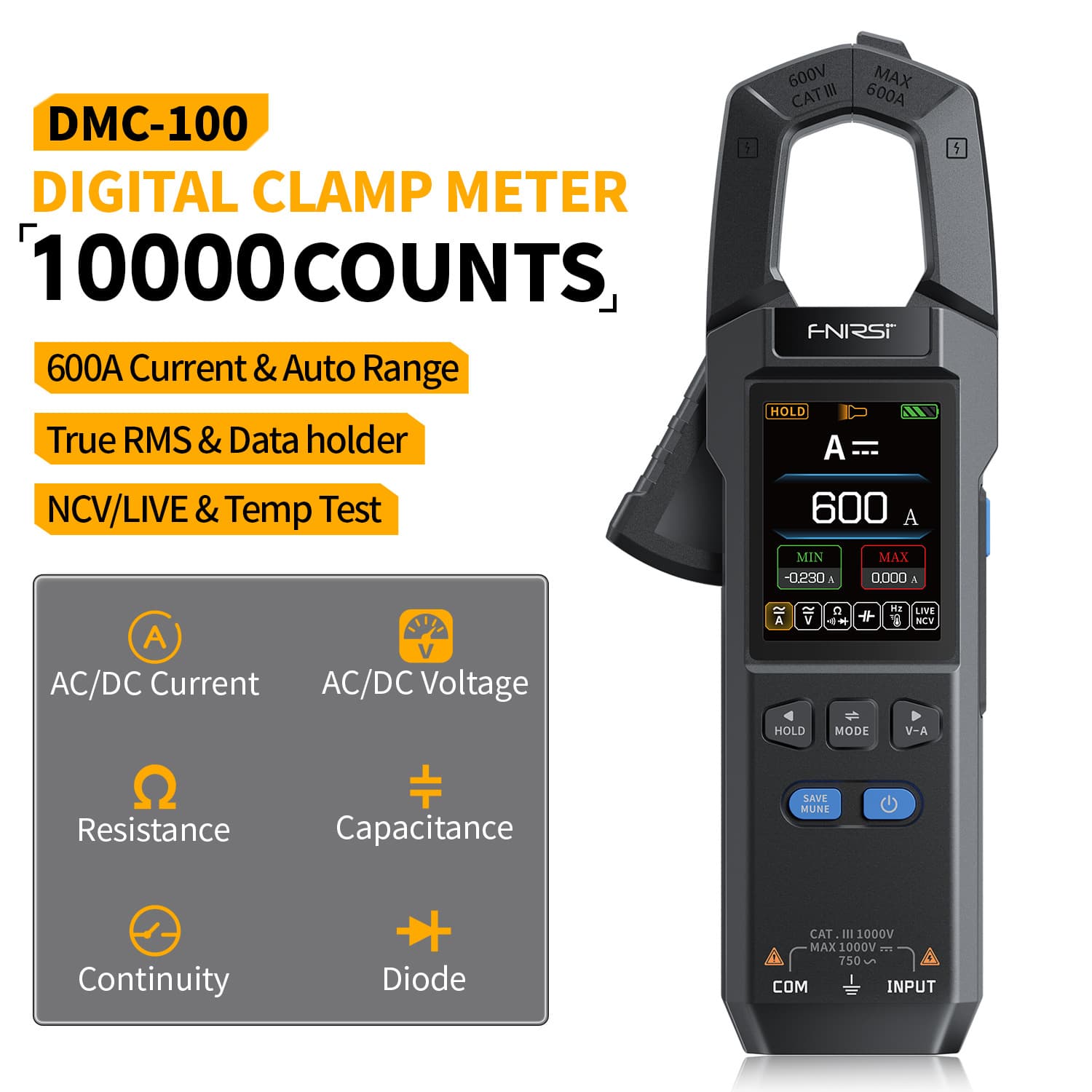 FNIRSI DMC-100 Digital Clamp Meter Multimeter clamp meter multimeter
