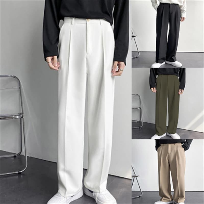 Men's Formal Slant Pocket Straight Leg Loose Solid Color Comfort Daily Fashion Casual Suit Pants