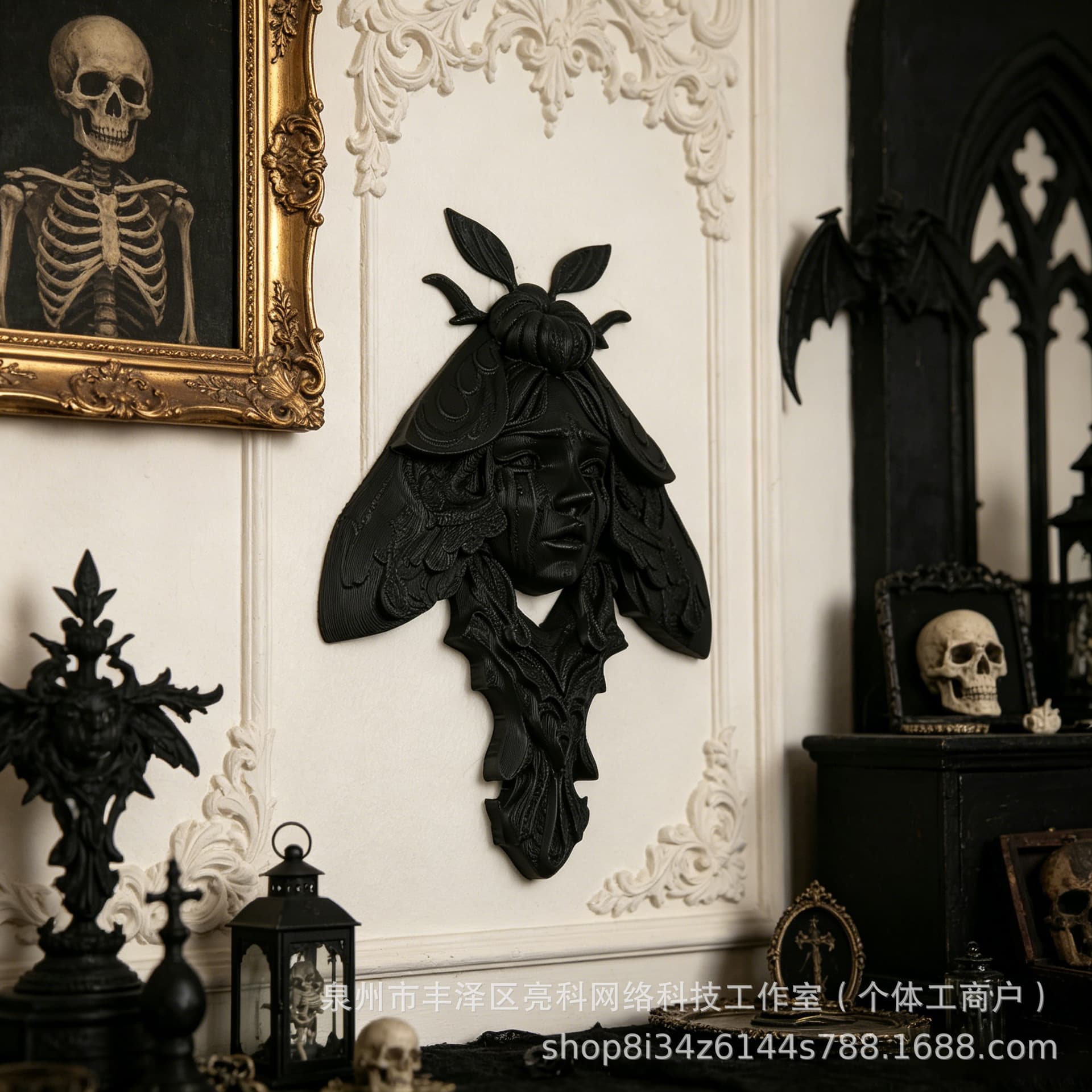 1 Dark Moth Woman Wall Decor Hanging, Suitable for Gothic Home Wall Decoration Scenes