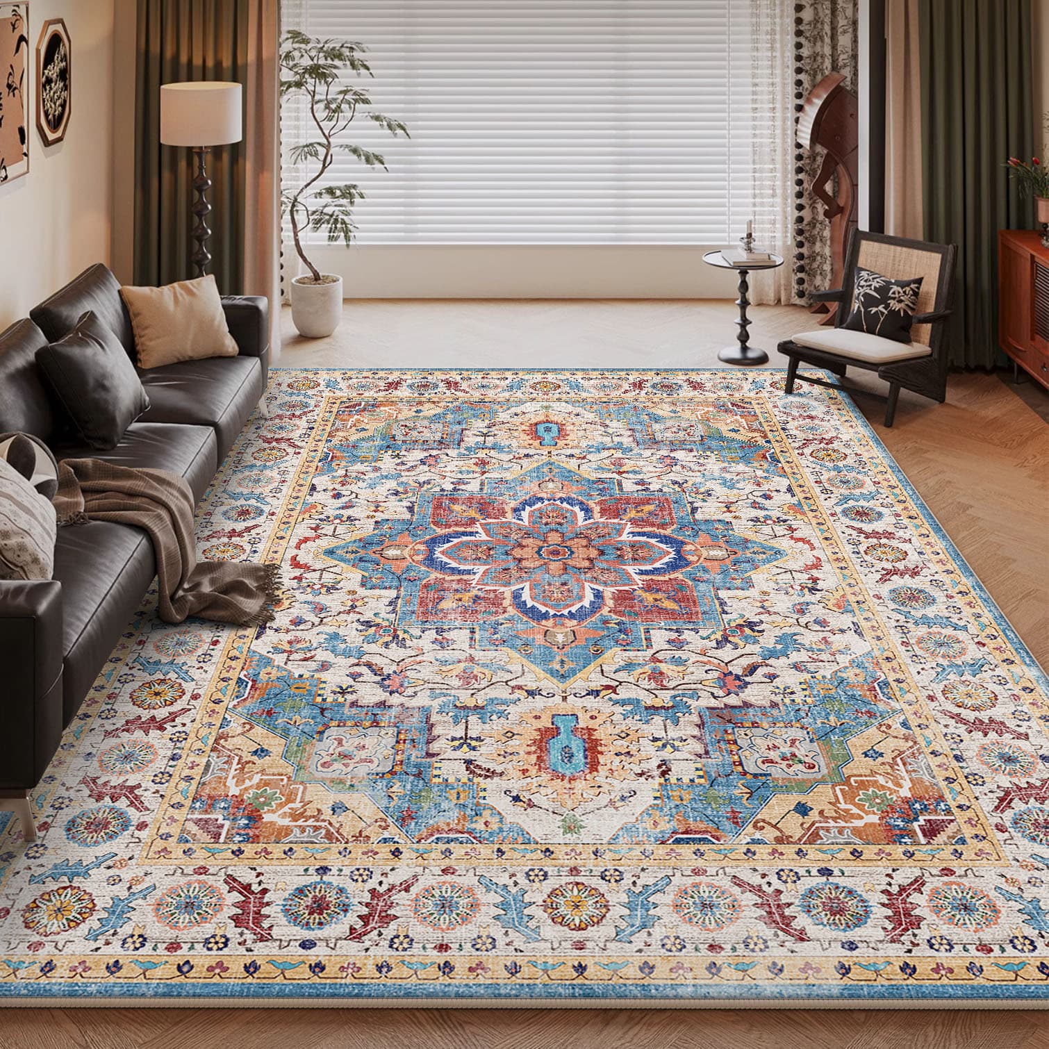 New Amazon Living Room Carpet Persian Style Custom Imitation Cashmere Washable Bottom Living Room Carpet