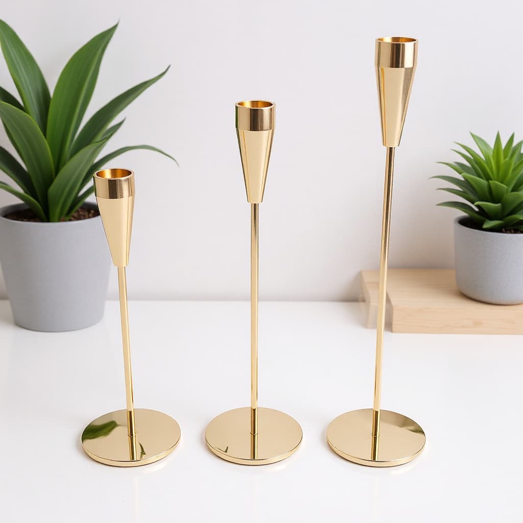 European simple candle candle holder modern wedding romantic golden three-piece set table decoration candlelight candle holder