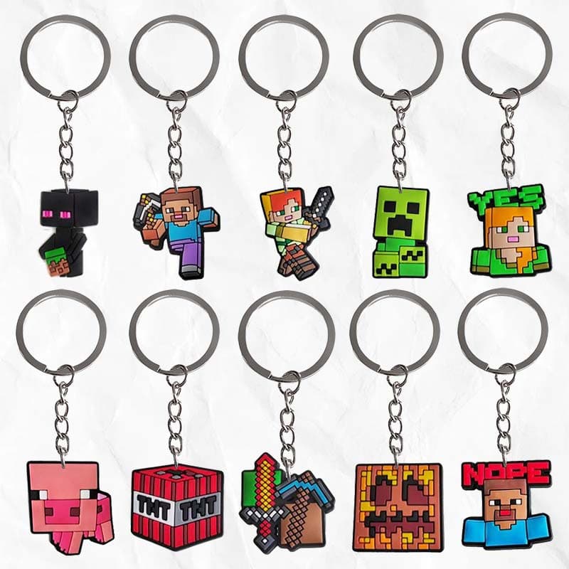 Minecraft Keychain Series Cartoon Accessories PVC Soft Rubber Keychain Small Backpack Cartoon Pendant