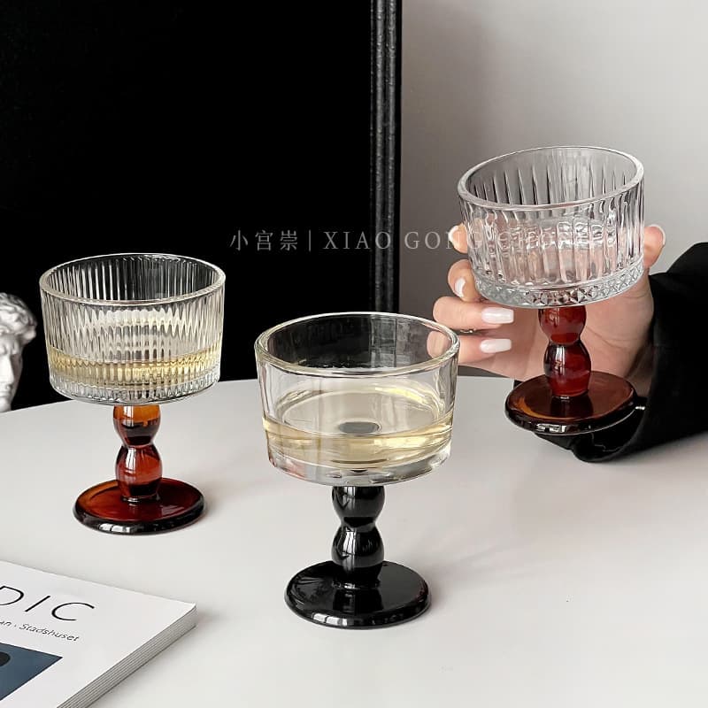 Limited Atmosphere Vintage Wine Glass Glass Tall Cup Champagne Glass Wine Glass Ins Drink Cup Ice Cream Cup