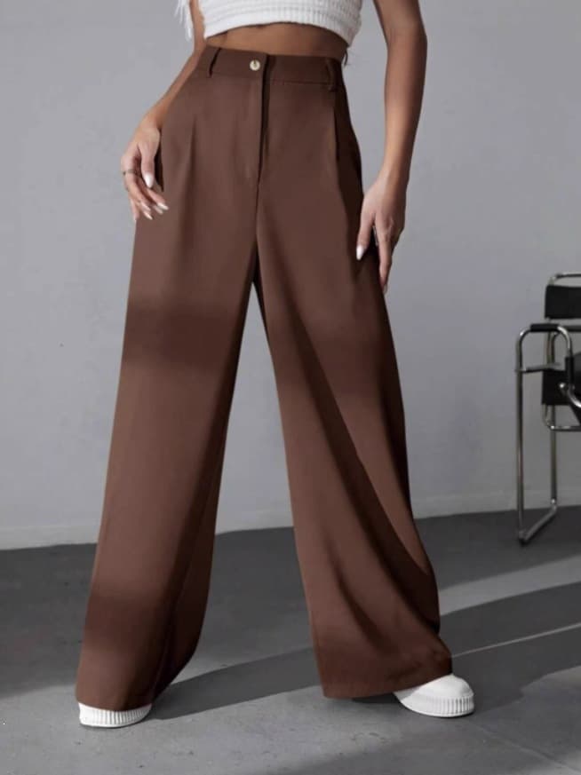 2026 Cross-border Women's Solid Color Trousers Suit Pants Casual Pants Straight-leg Pants Women Vacation Style