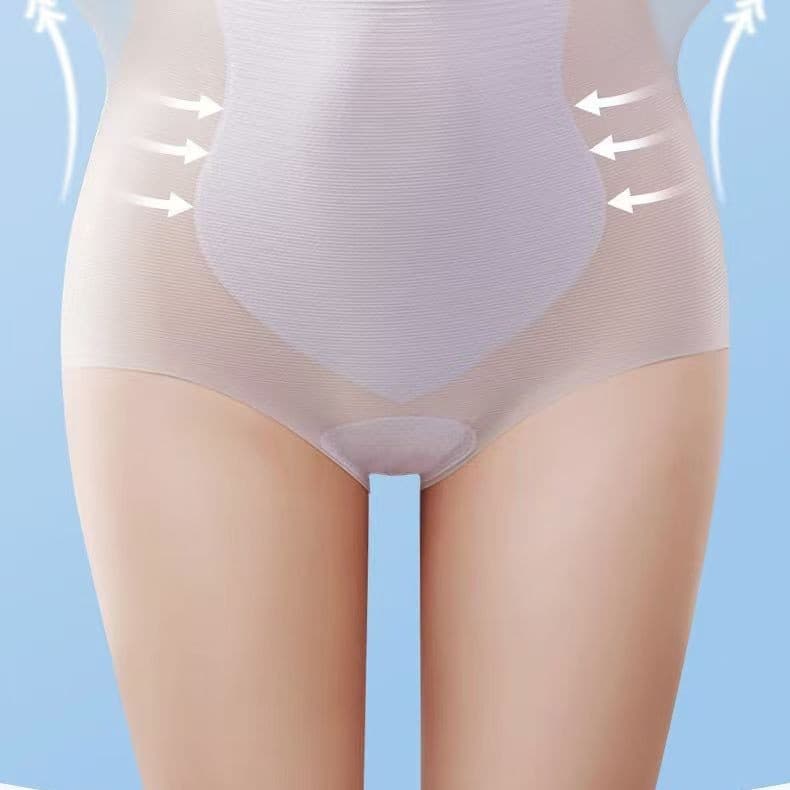 High-waisted seamless panties for women, summer ultra-thin breathable sexy shaping hip-lift peach panties.