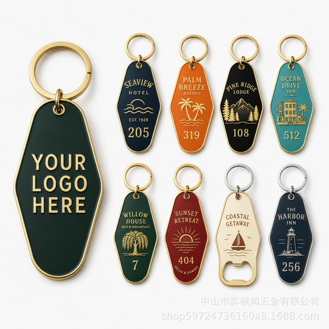 Custom Metal Key Tag Spray Paint Baked Paint Keychain Vintage Hotel Luggage Tag Airport Hotel Room Number Plate
