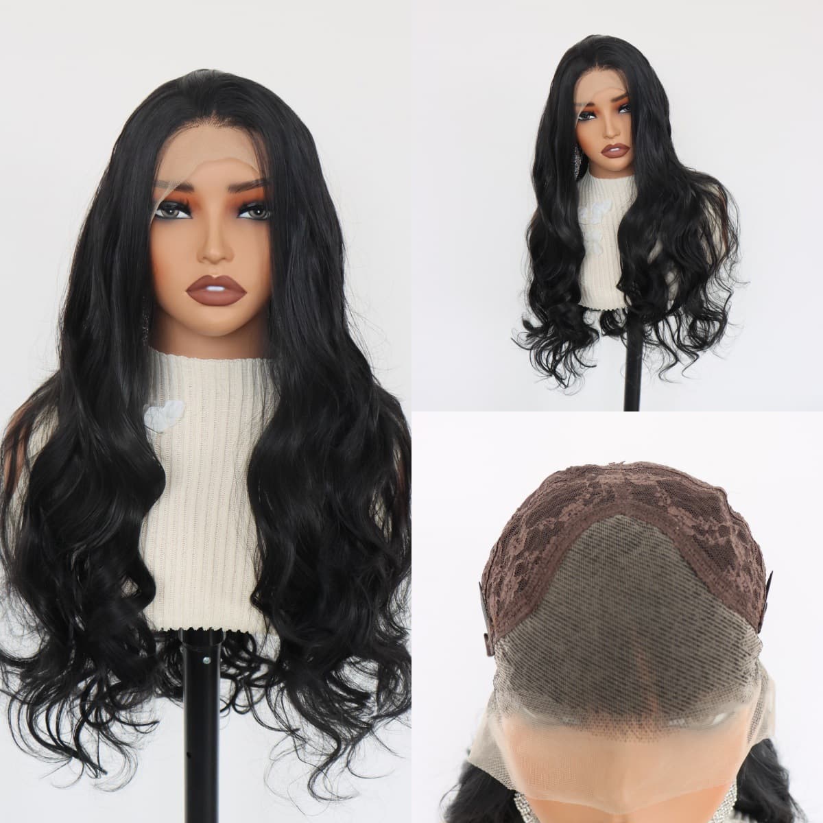 Cross-border European and American synthetic fiber long curly front lace wig synthetic fiber wig wholesale from factory