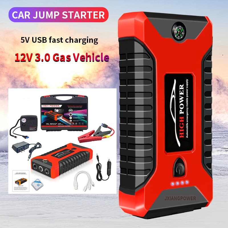 Car Emergency Jump Starter 12V Power Bank for Car and Phone, Portable Battery Booster