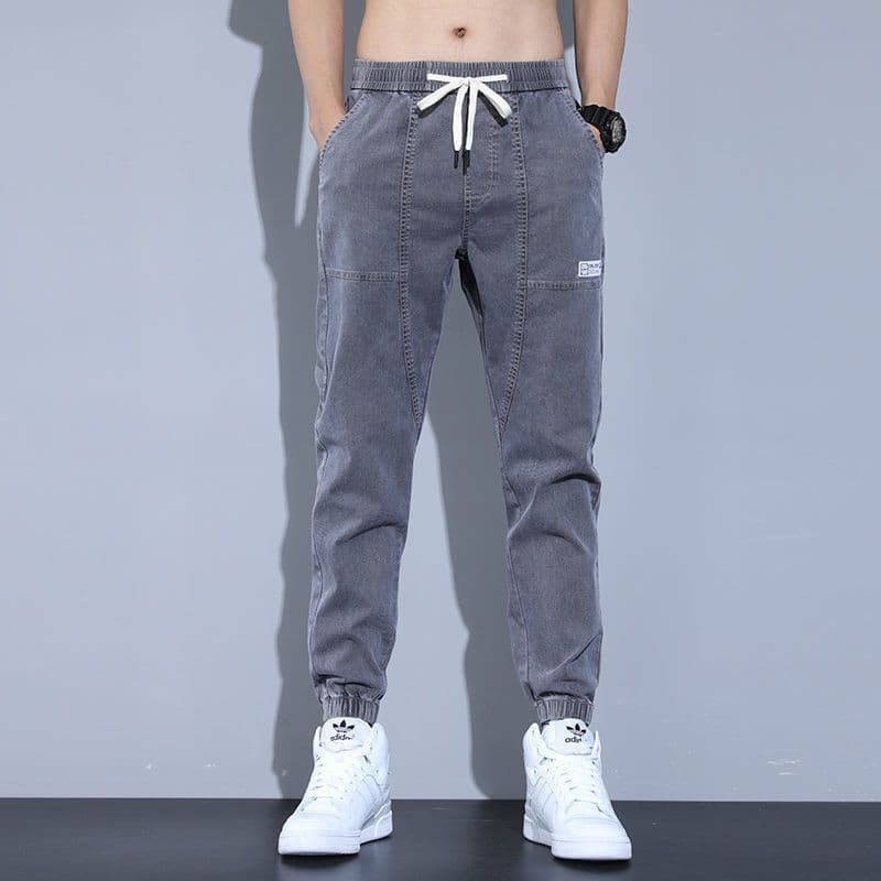 Men's jeans 2024 summer new trendy brand workwear youth loose tapered versatile harem casual pants