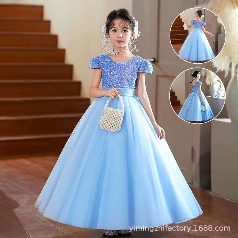 In Stock Girls Formal Dress New Host Piano Performance Children Princess Dress High-End Girl Dresses