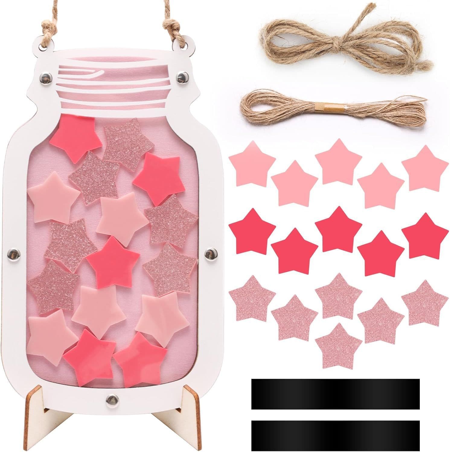 Reward Jar for Kids with Stars Classroom Reward Jar with Tokens (16 Pieces Stars) Chore Chart