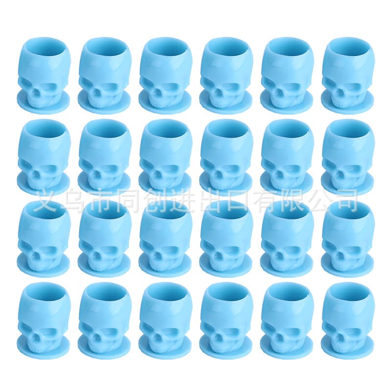 Tattoo Ink Cup Skull Pigment Cup Consumables Multi-Color Head 200/Pack Medium Embroidery Equipment with Bottom