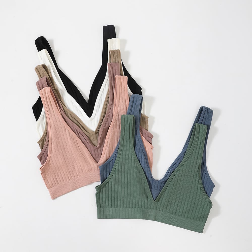 French Style Deep V Large Size Bralette Women Sexy Sports Yoga Wrap Chest Seamless Beautiful Back Sleepwear Nylon Fabric