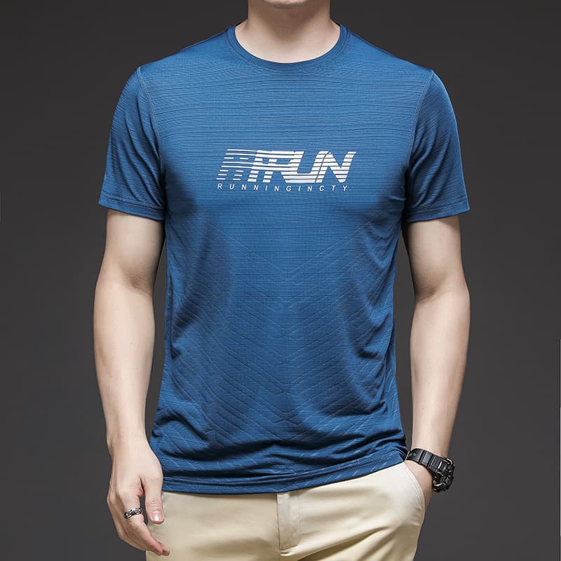 Men's Thin Short Sleeve T-Shirt - Sport Ice Silk Fabric, Summer Breathable Quick-Dry, Business Running Wear