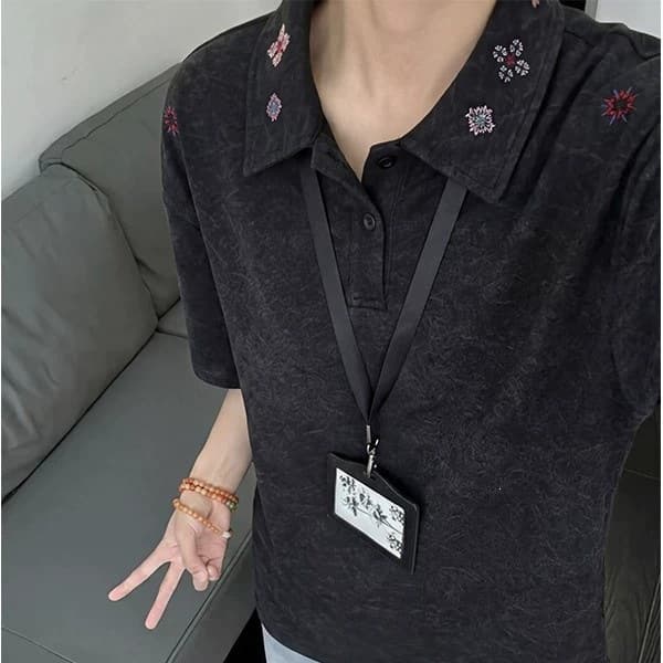 Embroidered short-sleeved T-shirt for men 2026 new style T-shirt T-shirt black gray popular fashion casual