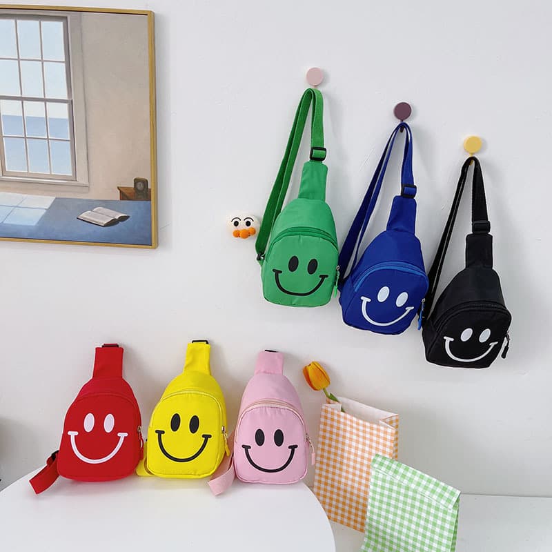 2024 New Kids Chest Bag, Cute Smiley Face Small Shoulder Bag for Girls, Baby Bag, Boys Crossbody Bag
