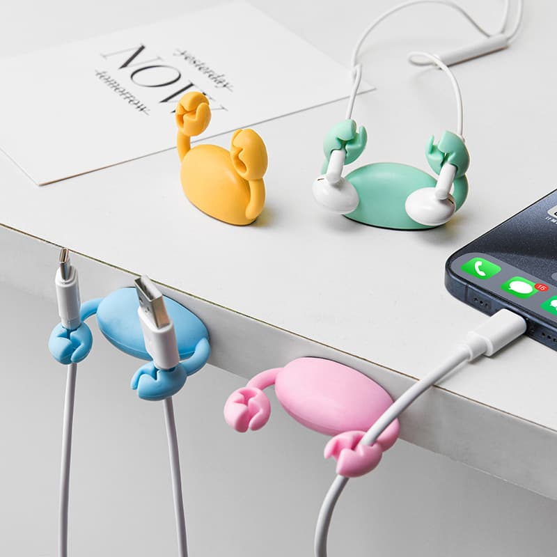 Cartoon Crab Cable Organizer Phone Charging Cable Data Line Management Tool Car Mount Storage Cord Holder